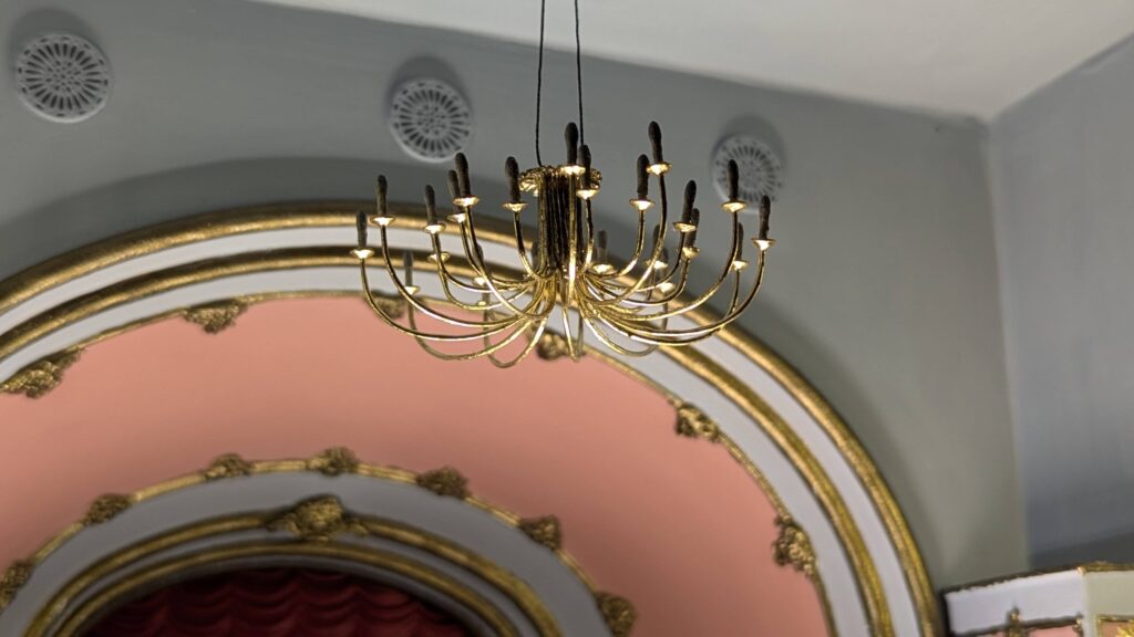 photograph of a miniature recreation of the Vancouver Pantages chandelier